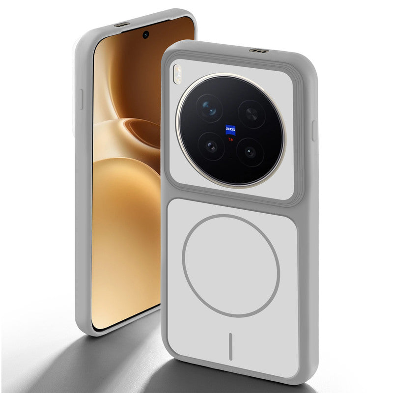 Grey-White back cover for Vivo X300 Pro 5G with camera cut protection and ring design on back side.