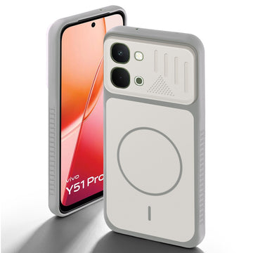 Grey-White back cover for Vivo Y51 Pro 5G with camera cut protection and ring design on back side.