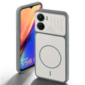 Grey-White back cover for Vivo Y56 5G with camera cut protection and ring design on back side.