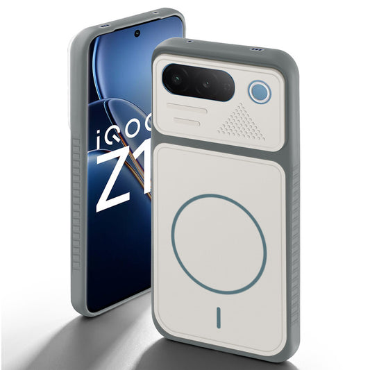 Grey-White back cover for iQOO Z11 5G with camera cut protection and ring design on back side.