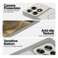 Grey-White phone case for Motorola Signature showing camera safety edges, anti slip side grip and easy press button covers.