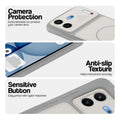 Grey-White phone case for Nothing Phone 4B 5G showing camera safety edges, anti slip side grip and easy press button covers.