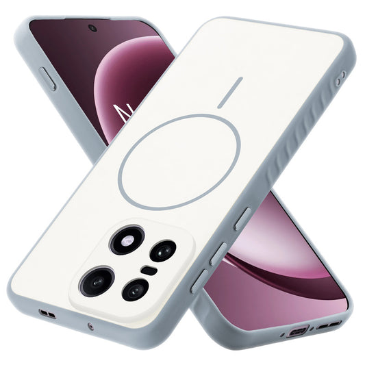 Matte Silicone Dual Color Back Cover with Metal Buttons & Ring Design for OnePlus 15 5G