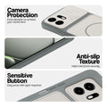 Grey-White phone case for OnePlus N6 5G showing camera safety edges, anti slip side grip and easy press button covers.