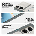 Grey-White phone case for OnePlus Nord CE 3 Lite 5G showing camera safety edges, anti slip side grip and easy press button covers.