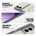 Grey-White phone case for Oppo A6s 5G showing camera safety edges, anti slip side grip and easy press button covers.