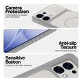 Grey-White phone case for Oppo F31 5G showing camera safety edges, anti slip side grip and easy press button covers.