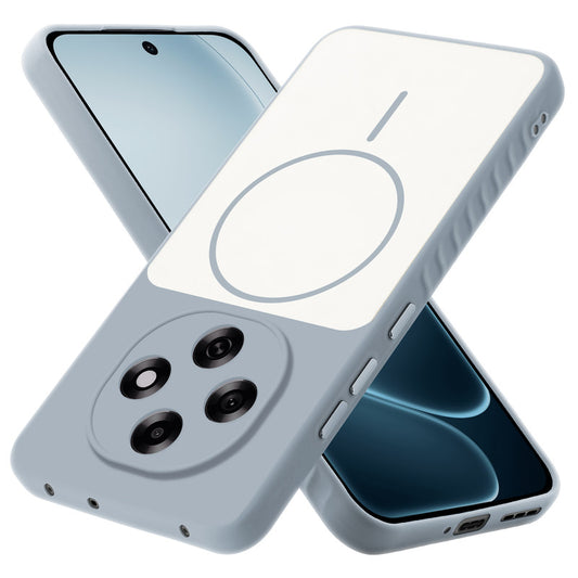 Matte Silicone Dual Color Back Cover with Metal Buttons & Ring Design for Oppo F31 Pro 5G