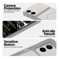 Grey-White phone case for Poco C81 4G showing camera safety edges, anti slip side grip and easy press button covers.