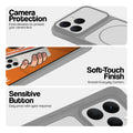 Grey-White phone case for Realme Narzo 90 5G showing camera safety edges, anti slip side grip and easy press button covers.