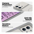 Grey-White phone case for Redmi 15C 5G showing camera safety edges, anti slip side grip and easy press button covers.
