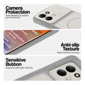 Grey-White phone case for Redmi 17 5G showing camera safety edges, anti slip side grip and easy press button covers.