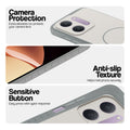 Grey-White phone case for Redmi 17C 5G showing camera safety edges, anti slip side grip and easy press button covers.