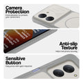 Grey-White phone case for Redmi A7 4G showing camera safety edges, anti slip side grip and easy press button covers.