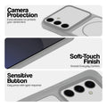 Grey-White phone case for Samsung S24 FE 5G showing camera safety edges, anti slip side grip and easy press button covers.