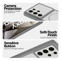 Grey-White phone case for Samsung S24 Ultra 5G showing camera safety edges, anti slip side grip and easy press button covers.