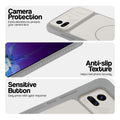 Grey-White phone case for Vivo V20 showing camera safety edges, anti slip side grip and easy press button covers.