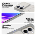 Grey-White phone case for Vivo Y11 5G showing camera safety edges, anti slip side grip and easy press button covers.