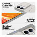 Grey-White phone case for Vivo Y21 5G showing camera safety edges, anti slip side grip and easy press button covers.