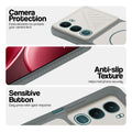 Grey-White phone case for Vivo Y31 Pro 5G showing camera safety edges, anti slip side grip and easy press button covers.