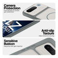 Grey-White phone case for iQOO Z11 5G showing camera safety edges, anti slip side grip and easy press button covers.