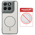 Grey-White back cover for Motorola G37 5G with printed ring pattern and message showing not compatible with MagSafe charging.