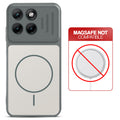 Grey-White back cover for Motorola G77 Power 5G with printed ring pattern and message showing not compatible with MagSafe charging.