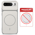 Grey-White back cover for Realme 16 5G with printed ring pattern and message showing not compatible with MagSafe charging.