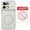 Grey-White back cover for Realme 16 Pro 5G with printed ring pattern and message showing not compatible with MagSafe charging.