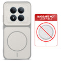 Grey-White back cover for Redmi Note 15 Pro 5G with printed ring pattern and message showing not compatible with MagSafe charging.