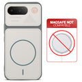 Grey-White back cover for Vivo T5 5G with printed ring pattern and message showing not compatible with MagSafe charging.
