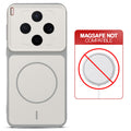 Grey-White back cover forMotorola Vivo X300 5G with printed ring pattern and message showing not compatible with MagSafe charging.