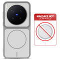 Grey-White back cover for Vivo X300 Pro 5G with printed ring pattern and message showing not compatible with MagSafe charging.