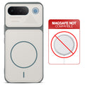 Grey-White back cover for iQOO Z11 5G with printed ring pattern and message showing not compatible with MagSafe charging.
