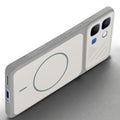Angled view of Grey-White mobile case for Infinix Note Edge with proper charging port cutout, speaker holes and strong corner protection.