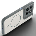Angled view of Grey-White mobile case for Motorola G37 5G with proper charging port cutout, speaker holes and strong corner protection.