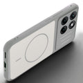 Angled view of Grey-White mobile case for Motorola Moto Edge 70 Fusion 5G with proper charging port cutout, speaker holes and strong corner protection.