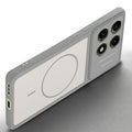 Angled view of Grey-White mobile case for Motorola Moto Edge 70 Pro 5G with proper charging port cutout, speaker holes and strong corner protection.