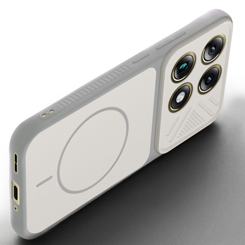 Angled view of Grey-White mobile case for Motorola Signature with proper charging port cutout, speaker holes and strong corner protection.