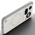 Angled view of Grey-White mobile case for Nothing Phone 4A Pro 5G with proper charging port cutout, speaker holes and strong corner protection.