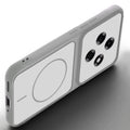 Angled view of Grey-White mobile case for Oppo F31 Pro 5G with proper charging port cutout, speaker holes and strong corner protection.