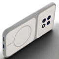 Angled view of Grey-White mobile case for Oppo F31 Pro Plus 5G with proper charging port cutout, speaker holes and strong corner protection.