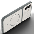 Angled view of Grey-White mobile case for POCO X8 5G with proper charging port cutout, speaker holes and strong corner protection.