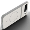 Angled view of Grey-White mobile case for Realme 16 5G with proper charging port cutout, speaker holes and strong corner protection.