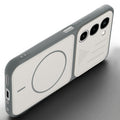 Angled view of Grey-White mobile case for Realme 16x 5G with proper charging port cutout, speaker holes and strong corner protection.