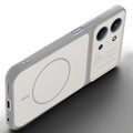 Angled view of Grey-White mobile case for Redmi 15C 5G with proper charging port cutout, speaker holes and strong corner protection.