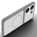 Angled view of Grey-White mobile case for Vivo T4 Pro 5G with proper charging port cutout, speaker holes and strong corner protection.