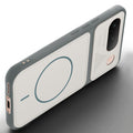 Angled view of Grey-White mobile case for Vivo T5 5G with proper charging port cutout, speaker holes and strong corner protection.