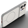 Angled view of Grey-White mobile case for Vivo V70 5G with proper charging port cutout, speaker holes and strong corner protection.