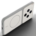 Angled view of Grey-White mobile case forMotorola Vivo X300 5G with proper charging port cutout, speaker holes and strong corner protection.